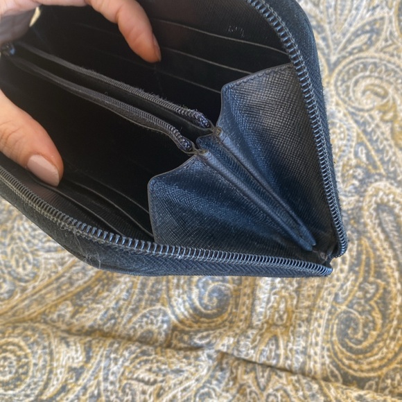 PRADA Logo Plate Long Wallet Tessuto Nylon Saffiano Leather Auth w/Card - Picture 13 of 17